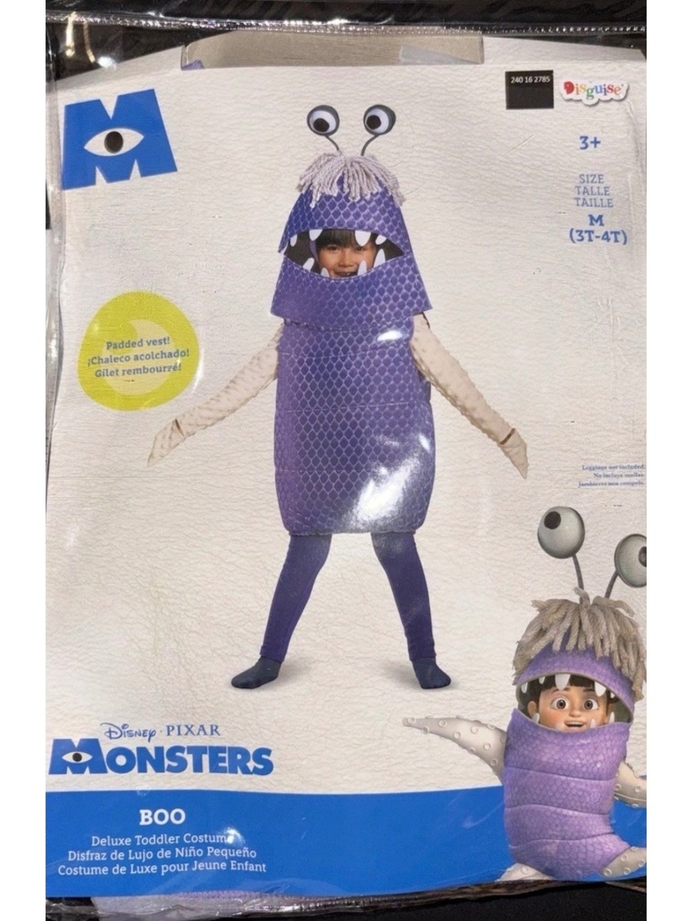 Disney Pixar Monsters Inc. Boo Deluxe Toddler Costume 3T-4T Purple